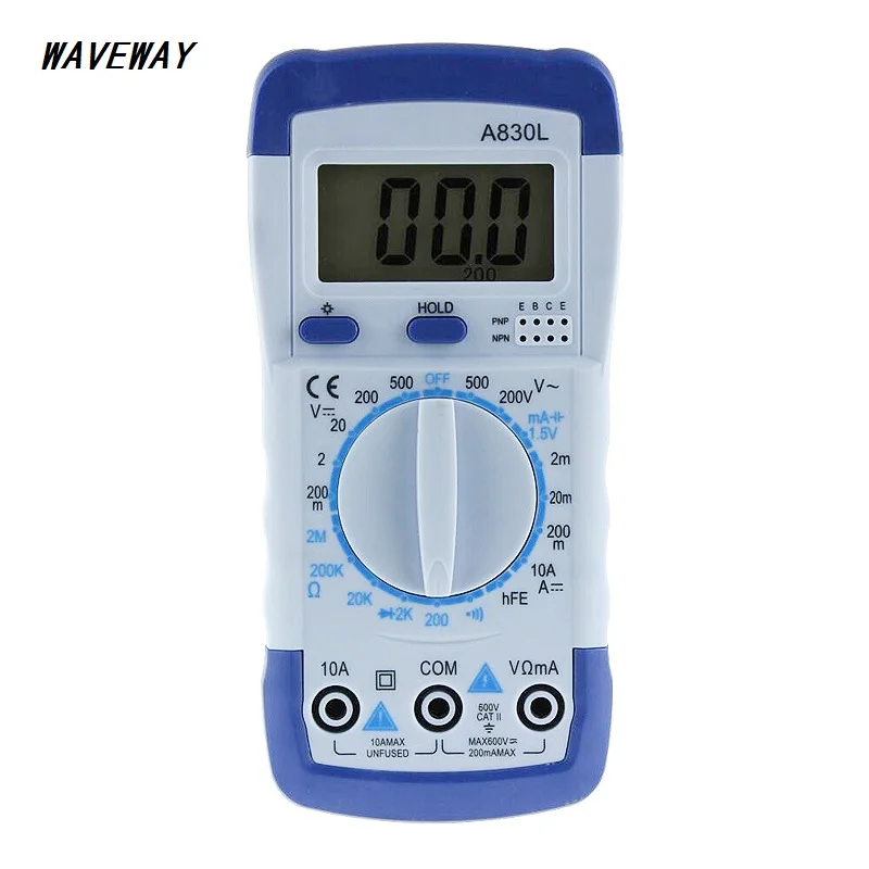 Backlight A830L LCD Digital Multimeter Electric Ammeter Voltmeter Tester Meter Handheld DC AC Voltage Diode Freguency Multimetro
Backlight A830L LCD Digital Multimeter Electric Ammeter Voltmeter Tester Meter Handheld DC AC Voltage Diode Freguency Multimetro