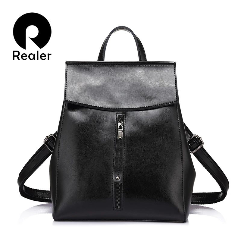 

REALER Women Backpack Youth split Leather Backpacks for Teenage Girls 2020 Female School Shoulder Bag large travel Ladie bags