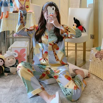 XIZOU Satin Silk Pajamas For Women Long Sleeve Pajama Sets Female Sleepwear Nightwear 2pcs Loungewear Plus Size Pyjamas Suit
XIZOU Satin Silk Pajamas For Women Long Sleeve Pajama Sets Female Sleepwear Nightwear 2pcs Loungewear Plus Size Pyjamas Suit