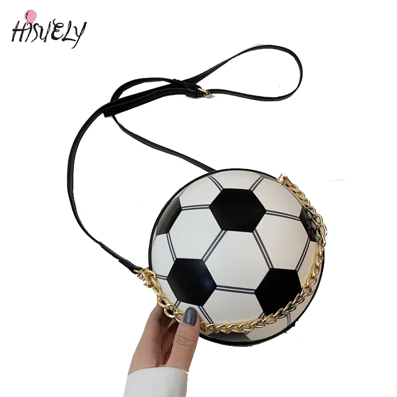 Small Personality Football Hand Bag Fashion Women Chains Handbag Creative Chain Shoulder Messenger Bag Female Mini Round Tote Q5
Small Personality Football Hand Bag Fashion Women Chains Handbag Creative Chain Shoulder Messenger Bag Female Mini Round Tote Q5