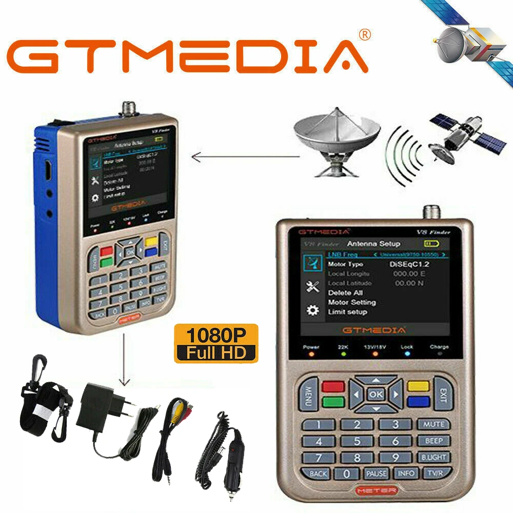 V8 Finder Meter SatFinder Digital Satellite Finder DVB S2/S2X HD 1080P Receptor Signal Receiver Sat Decoder ACM Location Finder
V8 Finder Meter SatFinder Digital Satellite Finder DVB S2/S2X HD 1080P Receptor Signal Receiver Sat Decoder ACM Location Finder