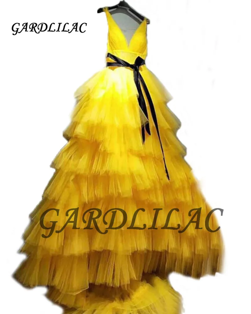 Gardlilac Yellow Evening Dresses 2020 V Neck Black Belt Quinceanera Dress Evening Gown Formal Cheap Prom Dress
Gardlilac Yellow Evening Dresses 2020 V Neck Black Belt Quinceanera Dress Evening Gown Formal Cheap Prom Dress