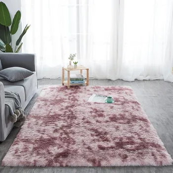 

Long Hair Tie Dyeing Carpet Bay Window Bedside Mat Soft Area Rugs Shaggy Washable Blanket Gradient Color Living Room Rug