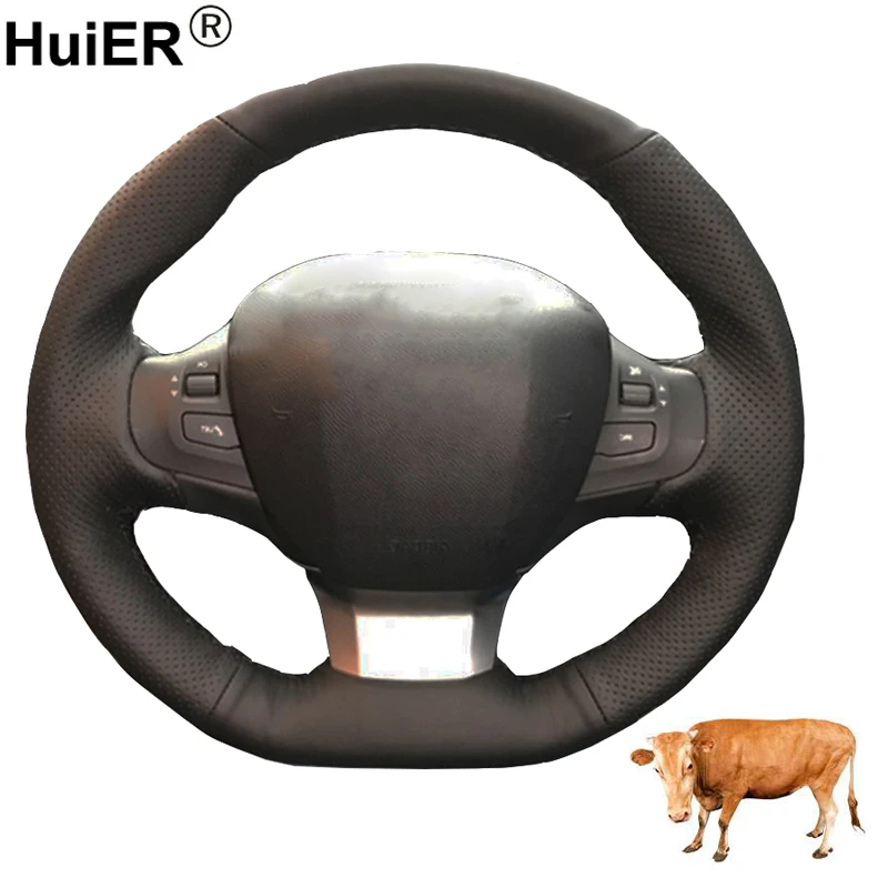 Hand Sewing Car Steering Wheel Cover Volant Top Cow Leather Braid on the Steering whee For Peugeot 308 2016 2017 2018 2019
Hand Sewing Car Steering Wheel Cover Volant Top Cow Leather Braid on the Steering whee For Peugeot 308 2016 2017 2018 2019