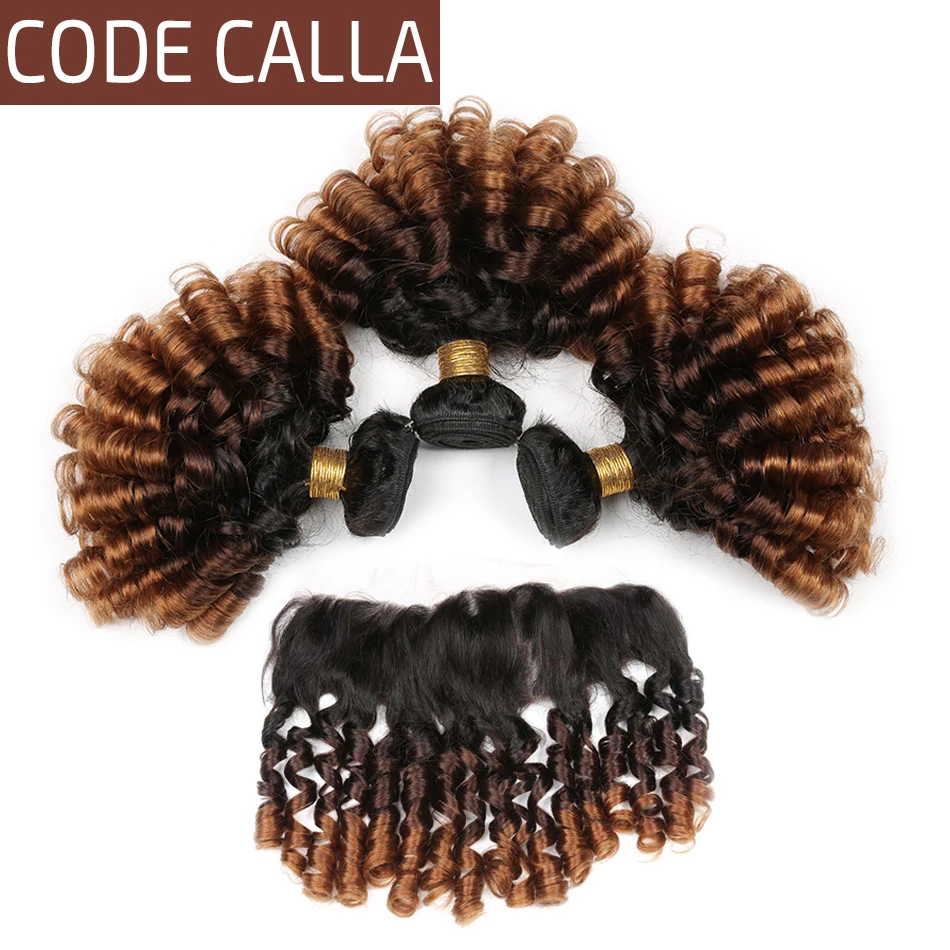 Code Calla Remy Ombre Color Bouncy Curly Hair Bundles With Lace Frontal Ear To Ear Free Part Brazilian 100% Human Hair Weaving
Code Calla Remy Ombre Color Bouncy Curly Hair Bundles With Lace Frontal Ear To Ear Free Part Brazilian 100% Human Hair Weaving