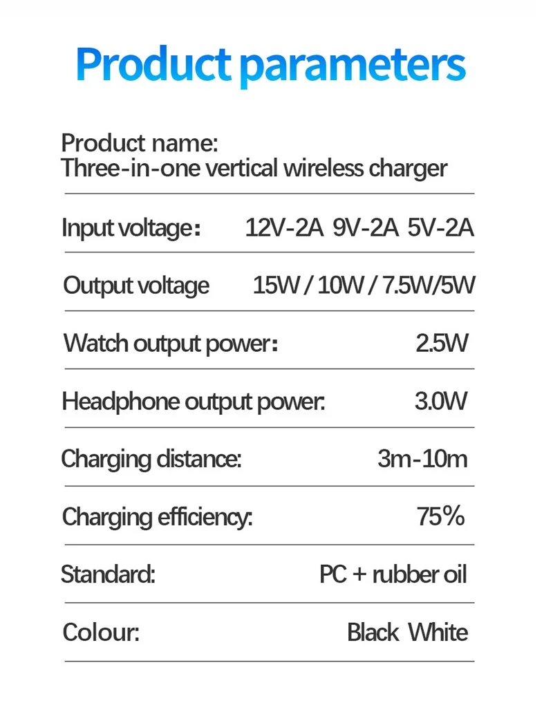 Tongdaytech 15W Qi Wireless Charger For Iphone X 8 11 Pro Max 3 IN 1 Fast Charger Station For Apple Airpods Pro Watch 5 4 3 2 1
