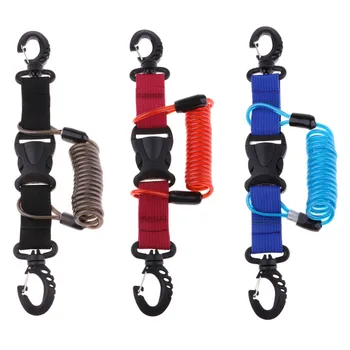 

Scuba Diving Spring Coil Lanyard with 2 Clips Heavy Duty Dive Camera Anti-lost Leash Webbing