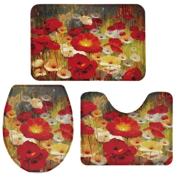 3 Pieces Bathroom Set Poppy Oil Painting Bath Set Toilet Cover Mat Pedestal Rug Non-Slip Bathroom Rug Set
3 Pieces Bathroom Set Poppy Oil Painting Bath Set Toilet Cover Mat Pedestal Rug Non-Slip Bathroom Rug Set