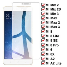 Protecteur d'écran pour Xiaomi, Film de sécurité en verre trempé 100D pour Mi Max 2 3 Mix 2 2S 3 Mi 6 6X 8 SE A2 Lite=