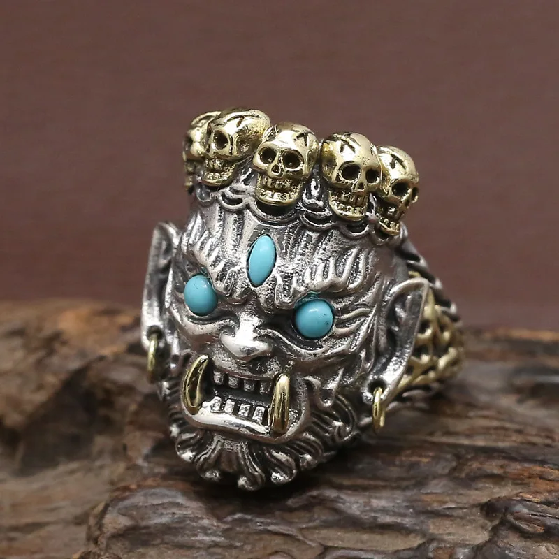 Personality Men Jewelry Punk Style Two Tone Buddhism Devil Skull Ring Motorcycle Party Biker Ring Viking Hip Hop Jewelry Gifts
Personality Men Jewelry Punk Style Two Tone Buddhism Devil Skull Ring Motorcycle Party Biker Ring Viking Hip Hop Jewelry Gifts