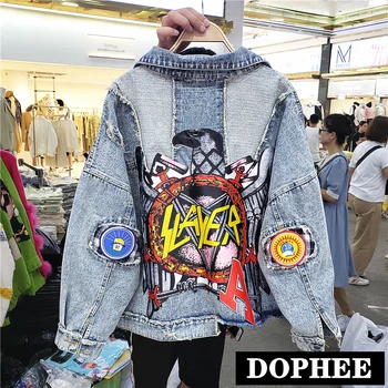 2019 Spring and Autumn New Patch Holes Denim Jacket Women Spliced Plaid Loose Jean Jacket Female Students Cowboy Outwear
2019 Spring and Autumn New Patch Holes Denim Jacket Women Spliced Plaid Loose Jean Jacket Female Students Cowboy Outwear