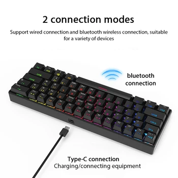 bluetooth Wireless Gaming Mechanical Keyboard Black Green Switch 61key Type C Keyboard RGB Backlit LED For Gamer PC Laptop
bluetooth Wireless Gaming Mechanical Keyboard Black Green Switch 61key Type C Keyboard RGB Backlit LED For Gamer PC Laptop
