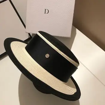Women Black White Joint Straw Hat Ribbon Letter Brim Boater Hat Derby Beach Sun Hat Cap Lady Summer Wide Brim Uv Protect Hats
Women Black White Joint Straw Hat Ribbon Letter Brim Boater Hat Derby Beach Sun Hat Cap Lady Summer Wide Brim Uv Protect Hats