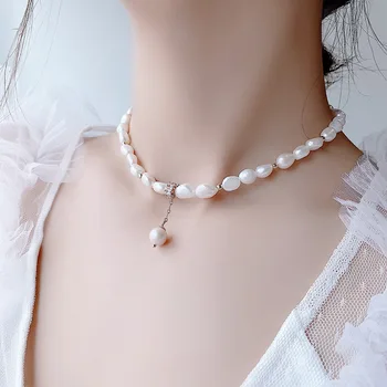 

High Grade Sense Necklace Women's INS Simple Freshwater Pearl Necklace Necklace Retro French Choker Choker Xian Qi Necklace