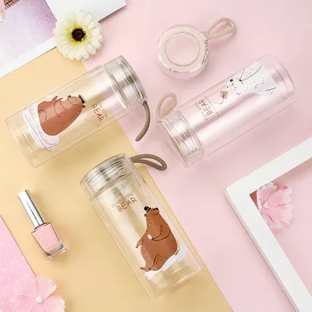 Crystal Transparent Double Layer Glass Cartoon Bear Borosilicate Water Bottles High Temperature Resistance Outdoor Portable Cups
Crystal Transparent Double Layer Glass Cartoon Bear Borosilicate Water Bottles High Temperature Resistance Outdoor Portable Cups