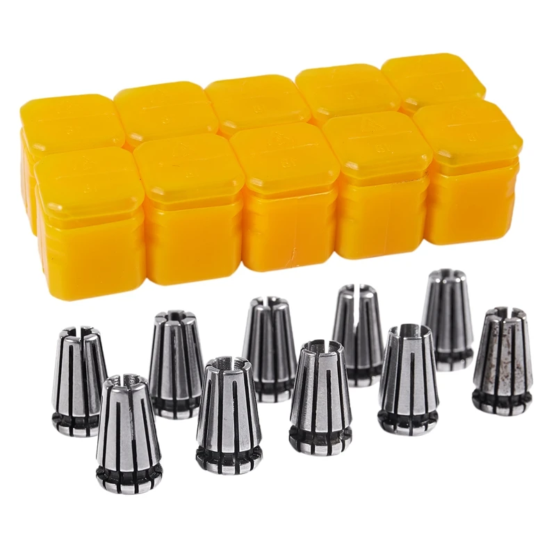 10pcs ER8 Spring Collet 1mm to 5mm Precision Collet Chuck Kit for CNC Milling Machine Engraving Lathe Tool Sleeve, Silver
10pcs ER8 Spring Collet 1mm to 5mm Precision Collet Chuck Kit for CNC Milling Machine Engraving Lathe Tool Sleeve, Silver