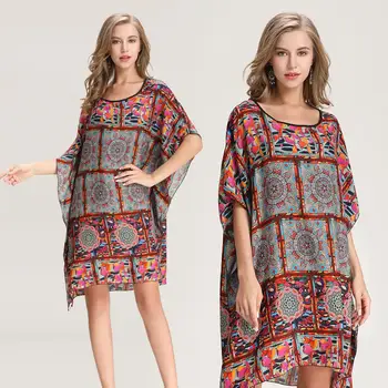 2019 European summer foreign trade new silk bat sleeve Printed Dress
2019 European summer foreign trade new silk bat sleeve Printed Dress