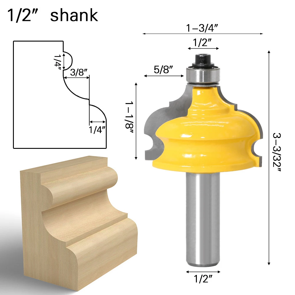 12mm 1/2" Shank Wood Cutter Classical Bead Molding Edging Router Bit Milling Cutter for Woodworking Bit Means
12mm 1/2" Shank Wood Cutter Classical Bead Molding Edging Router Bit Milling Cutter for Woodworking Bit Means