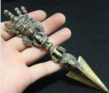 Tibet Bronze Copper Mahakala Buddha Head Statue Portect Phurpa Dagger Talismans
Tibet Bronze Copper Mahakala Buddha Head Statue Portect Phurpa Dagger Talismans