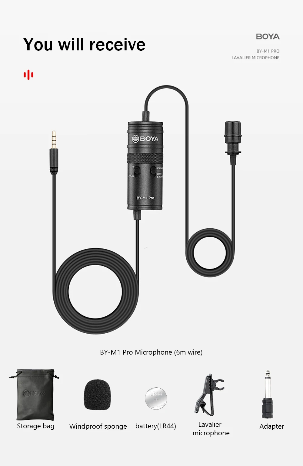 BOYA BY-M1 Pro Universal Lavalier Microphone 4