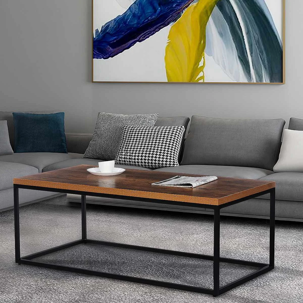 Modern Industrial Coffee Table Wood and Metal Frame Living Room Tea Table Laptop Desk
Modern Industrial Coffee Table Wood and Metal Frame Living Room Tea Table Laptop Desk