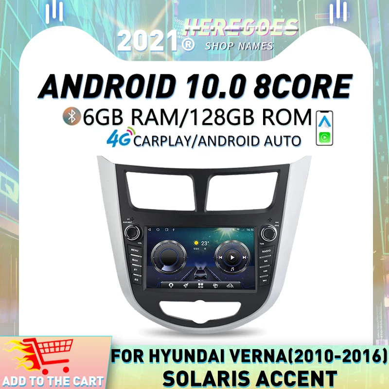 Carplay DSP Android 10 0 64 ГБ 32 Автомобильный dvd-плеер GPS 4G LTE Wifi Bluetooth RDS радио для Hyundai Verna Accent