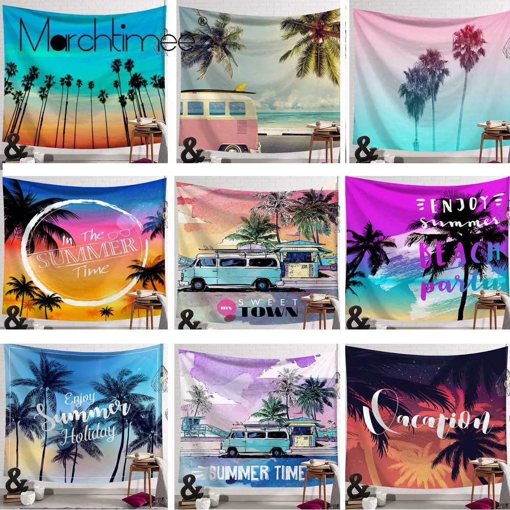 Sea beach tapestry palm tree wall hanging carpet flower bus hot summer street sand beach wall blanket home bedspread decoration
Sea beach tapestry palm tree wall hanging carpet flower bus hot summer street sand beach wall blanket home bedspread decoration