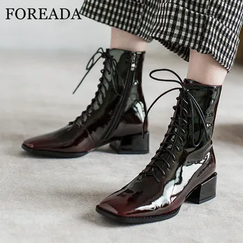 FOREADA Med Heel Woman Boots Zip Block Heel Ankle Boots Square Toe Short Boots Lace Up Female Shoes Autumn Winter Green Size 41
FOREADA Med Heel Woman Boots Zip Block Heel Ankle Boots Square Toe Short Boots Lace Up Female Shoes Autumn Winter Green Size 41
