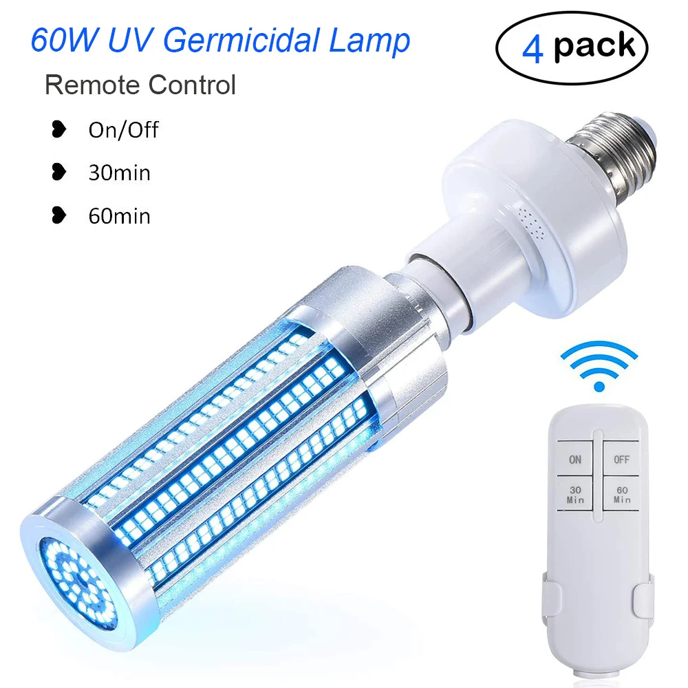 4pcs/Lot UVC Light Bulb E27 Disinfection sterilizing lamp 60W UV germicidal light Led Remote Control Killing Virus Mite Bacteria
4pcs/Lot UVC Light Bulb E27 Disinfection sterilizing lamp 60W UV germicidal light Led Remote Control Killing Virus Mite Bacteria