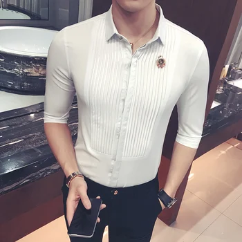 Luxury Court Style Shirt Men Casual Slim Fit Short Sleeve Shirts Men Dress Solid Color Night Club Streetwear Social Work Clothes
Luxury Court Style Shirt Men Casual Slim Fit Short Sleeve Shirts Men Dress Solid Color Night Club Streetwear Social Work Clothes