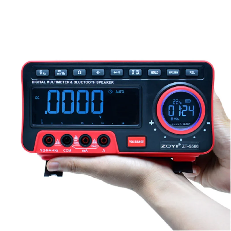 ZOYI Desktop Multimeter ZT-5566 Dual Screen EBTN 19999 Counts + BT Speaker Voltage Current Cap Hz Tester with clock
ZOYI Desktop Multimeter ZT-5566 Dual Screen EBTN 19999 Counts + BT Speaker Voltage Current Cap Hz Tester with clock
