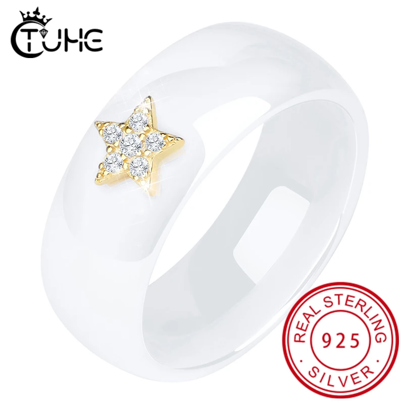 100% Real 925 Sterling Silver Gold Moon And Star Rings Elegant Style 8mm Width CZ Rhinestone Women Rings Wedding Jewelry Gift
100% Real 925 Sterling Silver Gold Moon And Star Rings Elegant Style 8mm Width CZ Rhinestone Women Rings Wedding Jewelry Gift