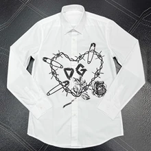 Brand Men Shirt Long Sleeve Slim Chemise Homme Pin Letters Printed Cotton Shirts Men Business Male Dress Shirts Plus Size Camisa
Brand Men Shirt Long Sleeve Slim Chemise Homme Pin Letters Printed Cotton Shirts Men Business Male Dress Shirts Plus Size Camisa
