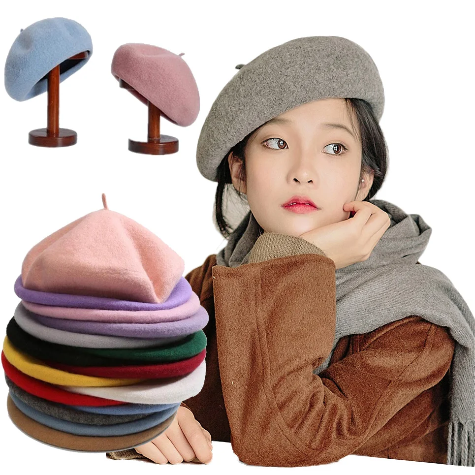 Французский стиль однотонная Повседневная винтажная женская шапка берет