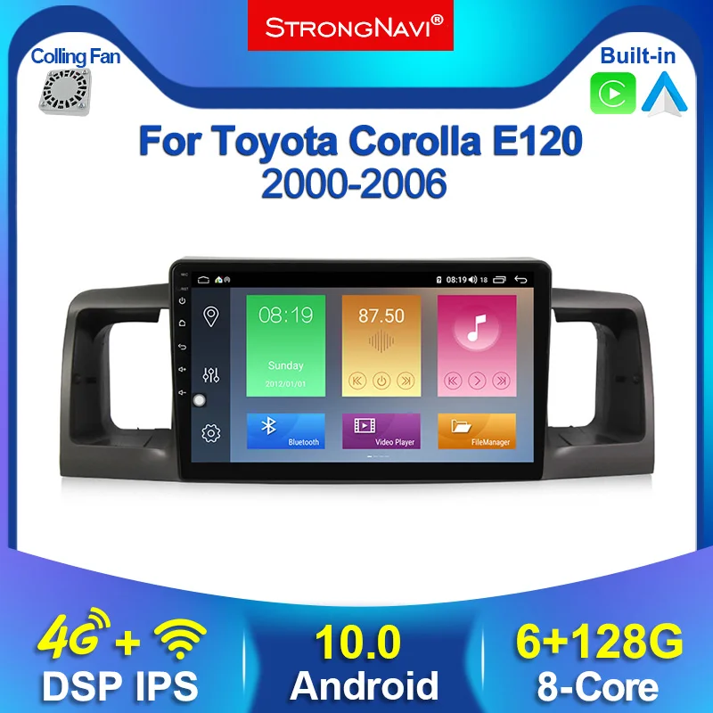 Автомагнитола 2 Din DVD-плеер с радио и GPS-навигацией для Toyota Corolla E120 BYD F3 128-2000 Android DSP IPS