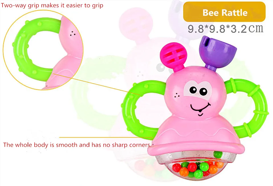 7Pcs Newborn Toddler Baby Shaking Bell Rattles Teether Toys Kids Hand Toys RX