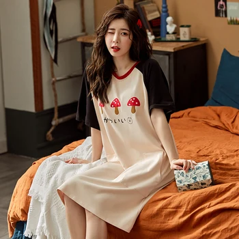 BZEL Mushroom Pattern Nightgown Cotton Soft Nightdress Sweet Style Summer Hot Sleepwear Plus Size Loose Women's Clothing Fashion
BZEL Mushroom Pattern Nightgown Cotton Soft Nightdress Sweet Style Summer Hot Sleepwear Plus Size Loose Women's Clothing Fashion