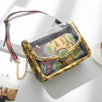 2020 Summer New Personality Small Bag Female PVC Transparent Jelly Bag Snake Skin Pattern Shoulder Messenger Bags Sac A Main
2020 Summer New Personality Small Bag Female PVC Transparent Jelly Bag Snake Skin Pattern Shoulder Messenger Bags Sac A Main