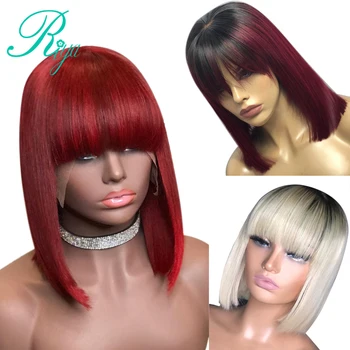 13X4 Burgundy 1B99J Honey Blonde Short Bob Cut Lace Front Human Hair Wigs With Bangs H 8-16 Preplucked Straight Wig Indian Remy 
13X4 Burgundy 1B99J Honey Blonde Short Bob Cut Lace Front Human Hair Wigs With Bangs H 8-16 Preplucked Straight Wig Indian Remy