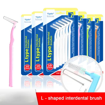 

10Pcs L Shape Interdental Brushes Tooth Push-Pull Removes Plaque Teeth Oral Care Hygiene Tool 0.4mm 0.6mm 0.7mm 0.8mm 1.2-1.5mm