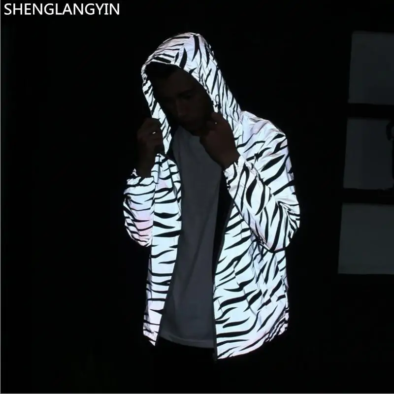 2019 3M Reflective Light Jacket Men Mesh Style Noctilucent Zebra Jackets Hip Hop Streetwear Skateboard Waterproof Coat Outwear
2019 3M Reflective Light Jacket Men Mesh Style Noctilucent Zebra Jackets Hip Hop Streetwear Skateboard Waterproof Coat Outwear