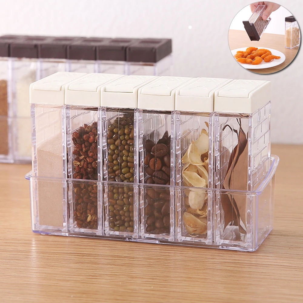 2/6 Pcs/Set Seasoning Box Kitchen Spice Storage Jars Transparent Salt Pepper Cumin Powder Box Condiment Storage Container D35
2/6 Pcs/Set Seasoning Box Kitchen Spice Storage Jars Transparent Salt Pepper Cumin Powder Box Condiment Storage Container D35