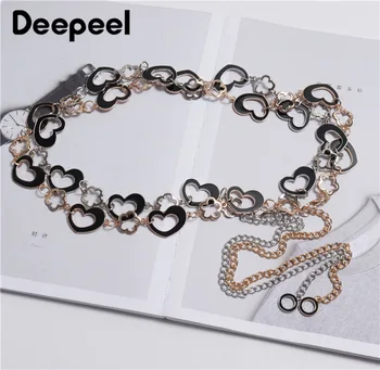 

Deepeel 1pc1.8-2.4*106cm Women Flower Love Patchwork Chain Cummerbunds High Waist Adjustable Fashion Female Apparel Accessories