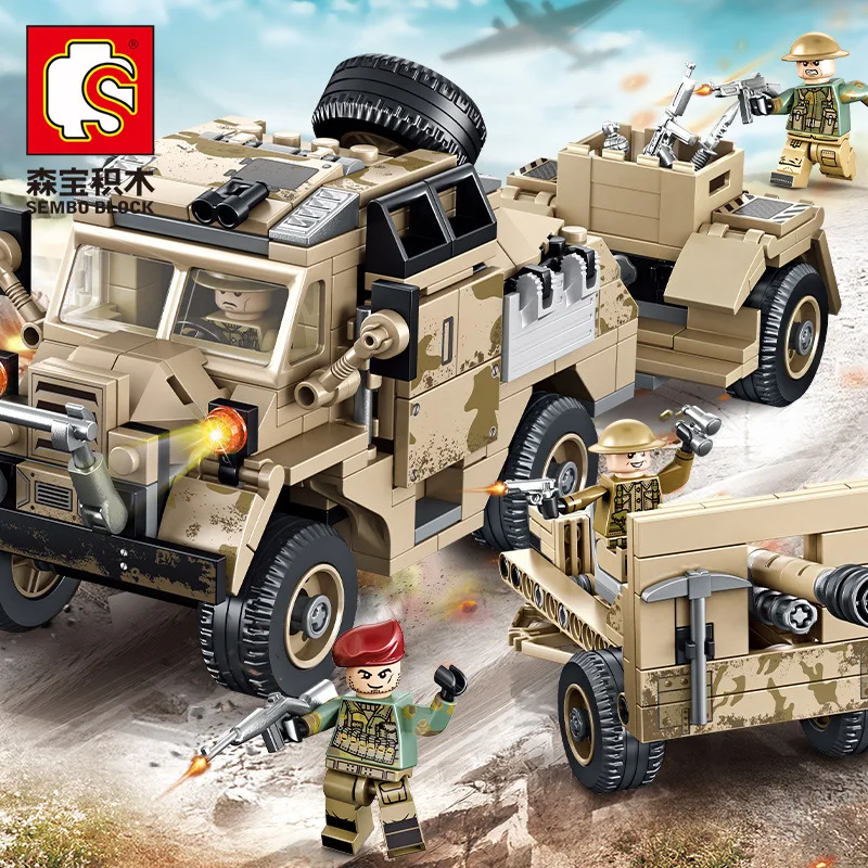 Sembo 101361 World War Military Empires of Steel British Army 25-pound howitzeringly tractor 464pcs Bricks building block toys
Sembo 101361 World War Military Empires of Steel British Army 25-pound howitzeringly tractor 464pcs Bricks building block toys