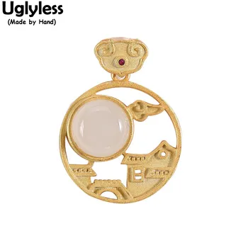 Uglyless Mid-Autumn Festival Gifts Full Moon Jade Pendants for Women Handmade Cloud House Bridge Necklaces NO Chains 925 Silver 
Uglyless Mid-Autumn Festival Gifts Full Moon Jade Pendants for Women Handmade Cloud House Bridge Necklaces NO Chains 925 Silver