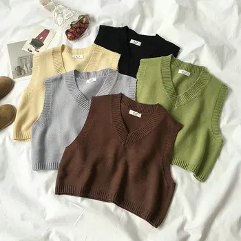 2020 Spring Autumn Vintage Sleeveless v-neck knitted Vest Sweater Women Solid Pullovers Ladies Casual Tank Top MY1763 
2020 Spring Autumn Vintage Sleeveless v-neck knitted Vest Sweater Women Solid Pullovers Ladies Casual Tank Top MY1763