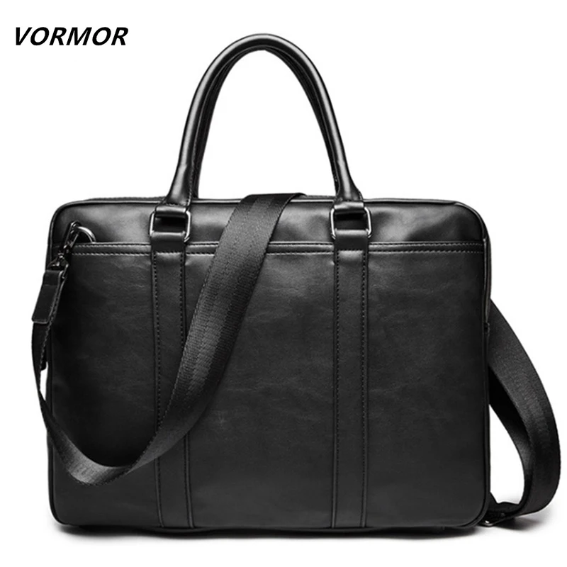 Портфель VORMOR мужской кожаный простая сумка известного бренда для ноутбука