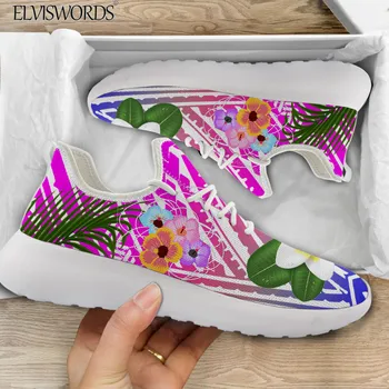 ELVISWORDS Women Polynesian Tribal Pattern Sneaker Hawaiian Flowers Design Mesh Knitting Shoes Breathable Outdoor Running Shoe 
ELVISWORDS Women Polynesian Tribal Pattern Sneaker Hawaiian Flowers Design Mesh Knitting Shoes Breathable Outdoor Running Shoe