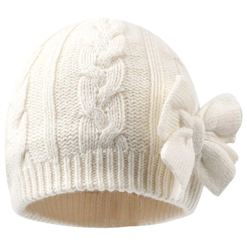 

Knitted Beanie Hat with Eye-Catching Bowknot Decor Warm in Freezing Winter Winter with Ear Protection