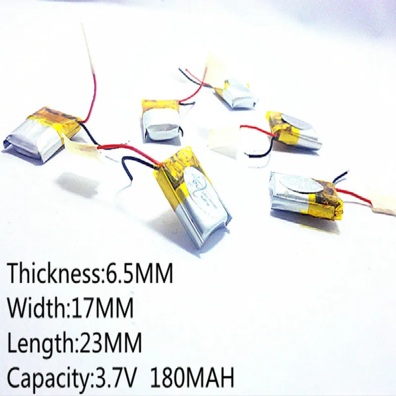 3,7 V 180mAh 651723 литий-полимерный литий-ионный аккумуляторный Аккумулятор для Mp3 MP4 MP5 GPS mobile bluetooth
3,7 V 180mAh 651723 литий-полимерный литий-ионный аккумуляторный Аккумулятор для Mp3 MP4 MP5 GPS mobile bluetooth